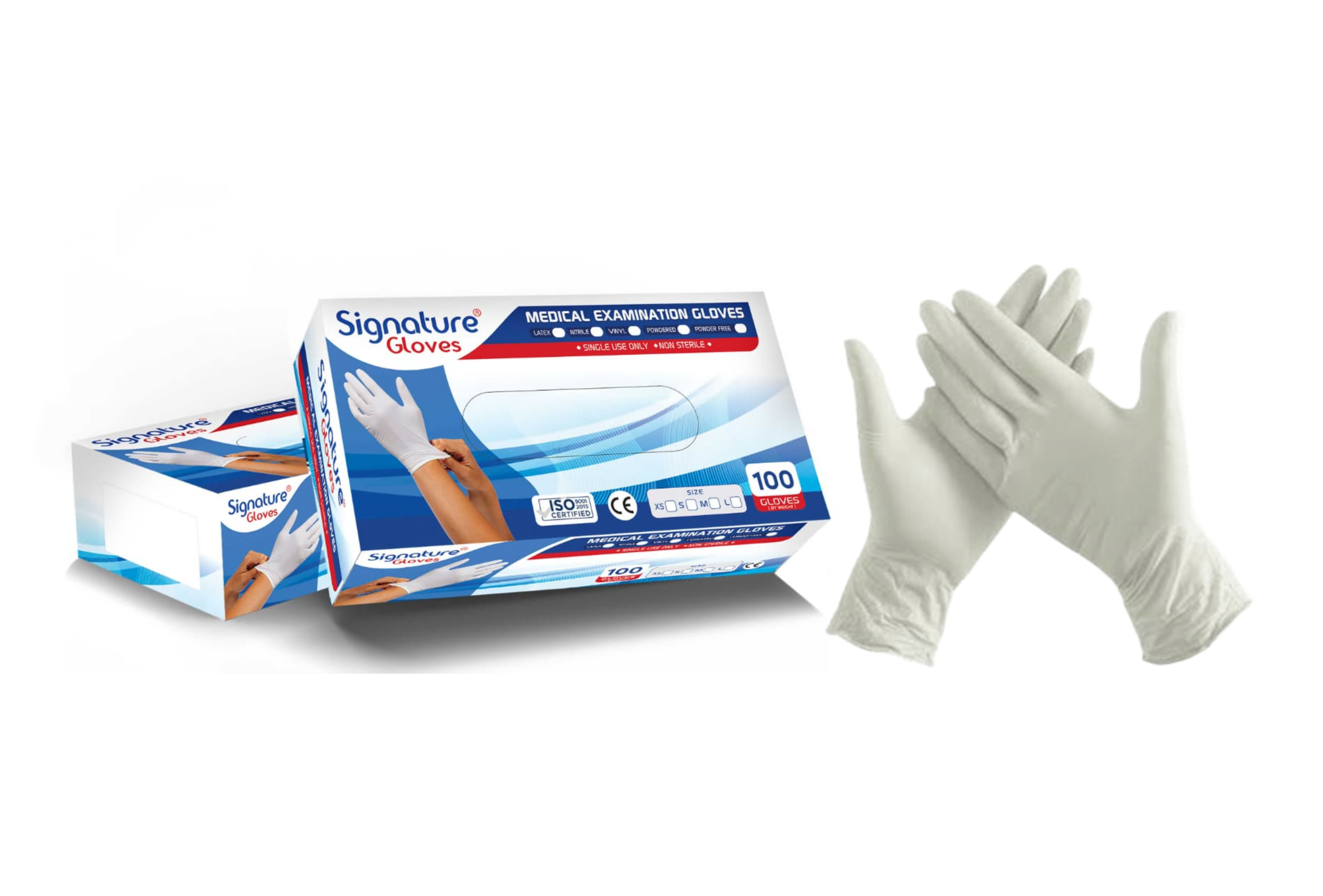 Powder-free latex examination gloves
