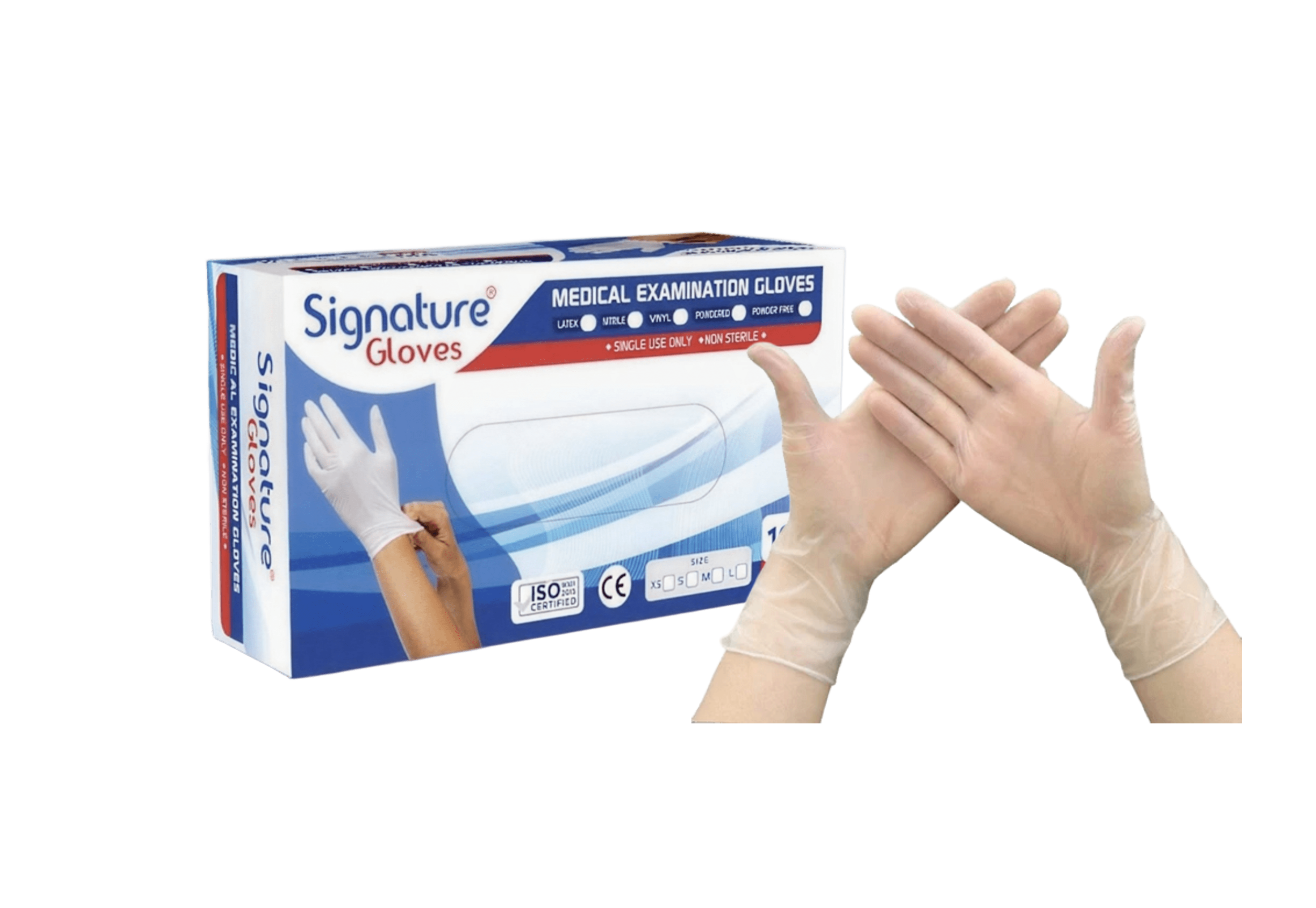 White vinyl examination gloves