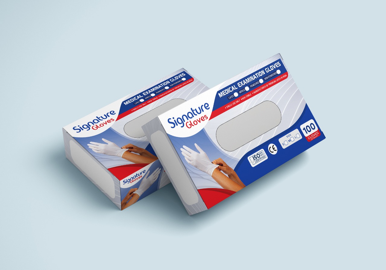 Signature examination gloves in clinical use